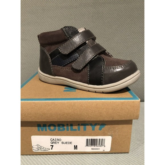 New Mobility Cairo Baby Boy Walking Shoes Boots Grey Suede Size 7 Leather